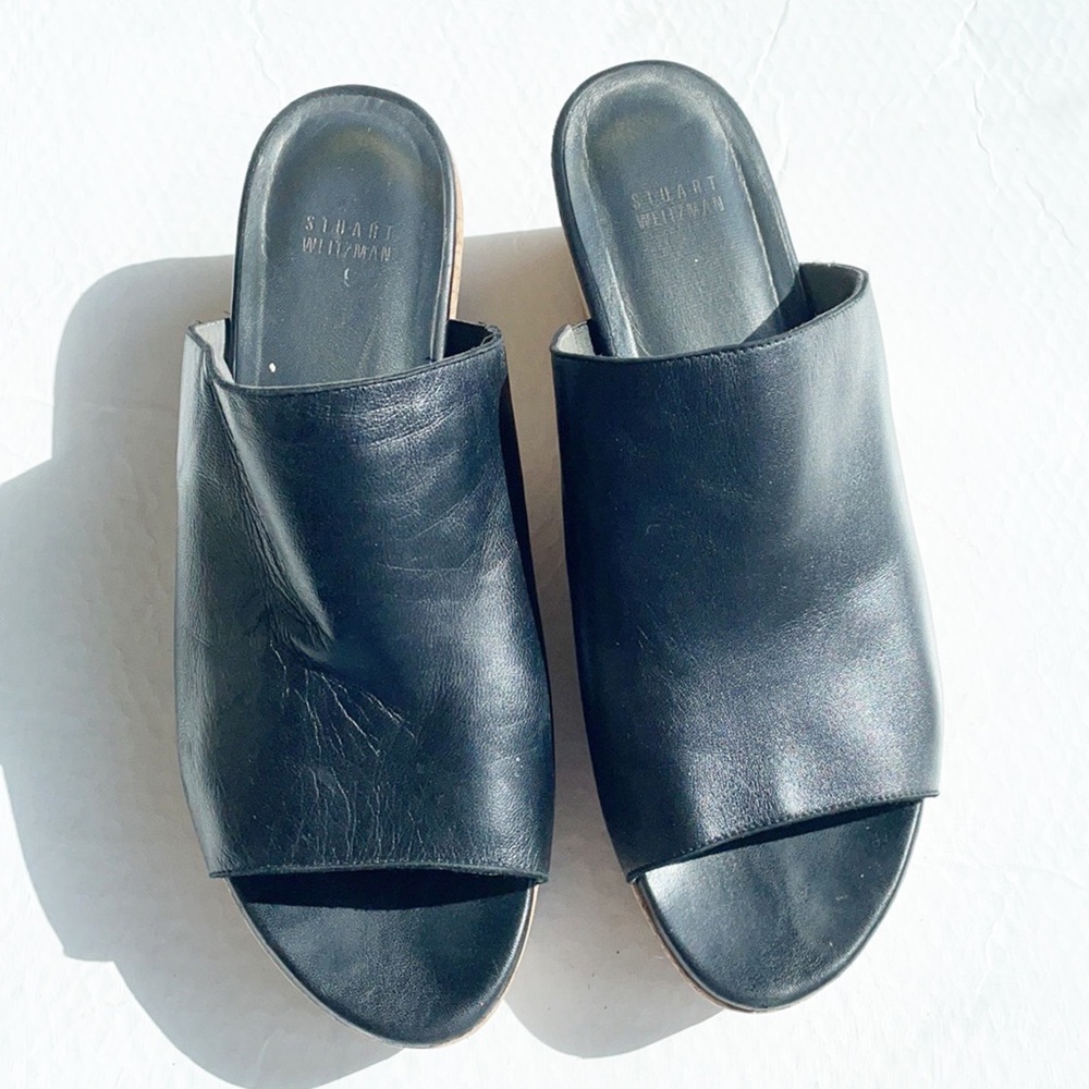 Stuart Weitzman Wedge Slide Sandal Cork Wedge - image 1